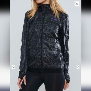 Craft Women's Lumen Wind Jacket Black Geometrical Design Size Large